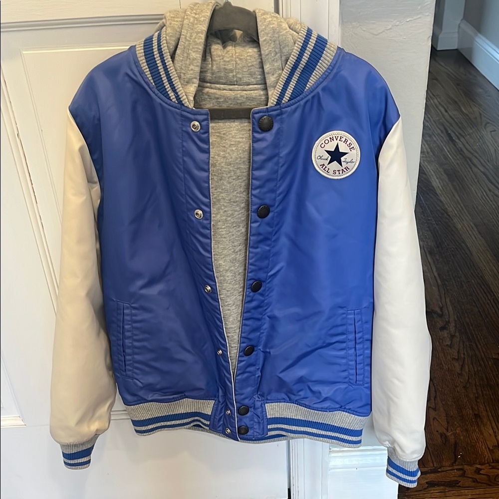 Converse Kids Blue and White reversible Varsity Jacket